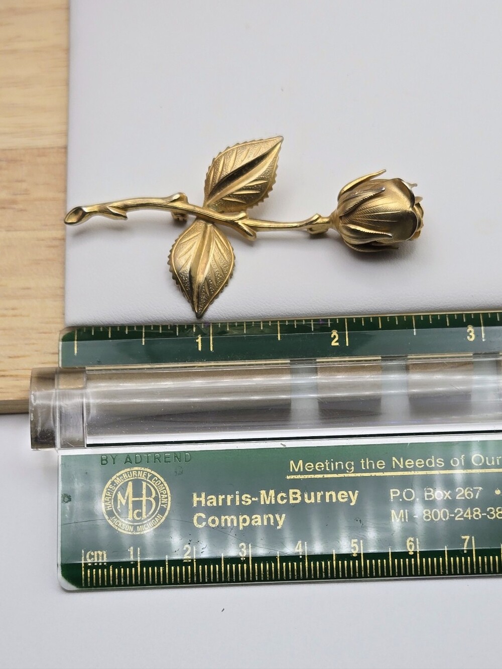 Vintage Gold Rosebud Brooch Pin - Picture 7 of 13